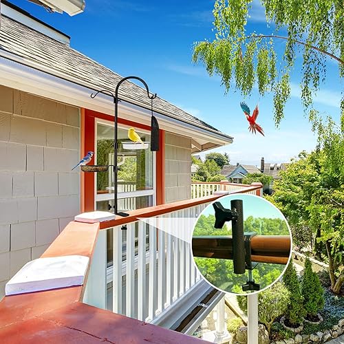 Miniatura 6 de Gancho de cubierta para comedero de pájaros, poste, porche, kit de estación de alimentación de pájaros, kit de alimentación múltiple, kit de baño