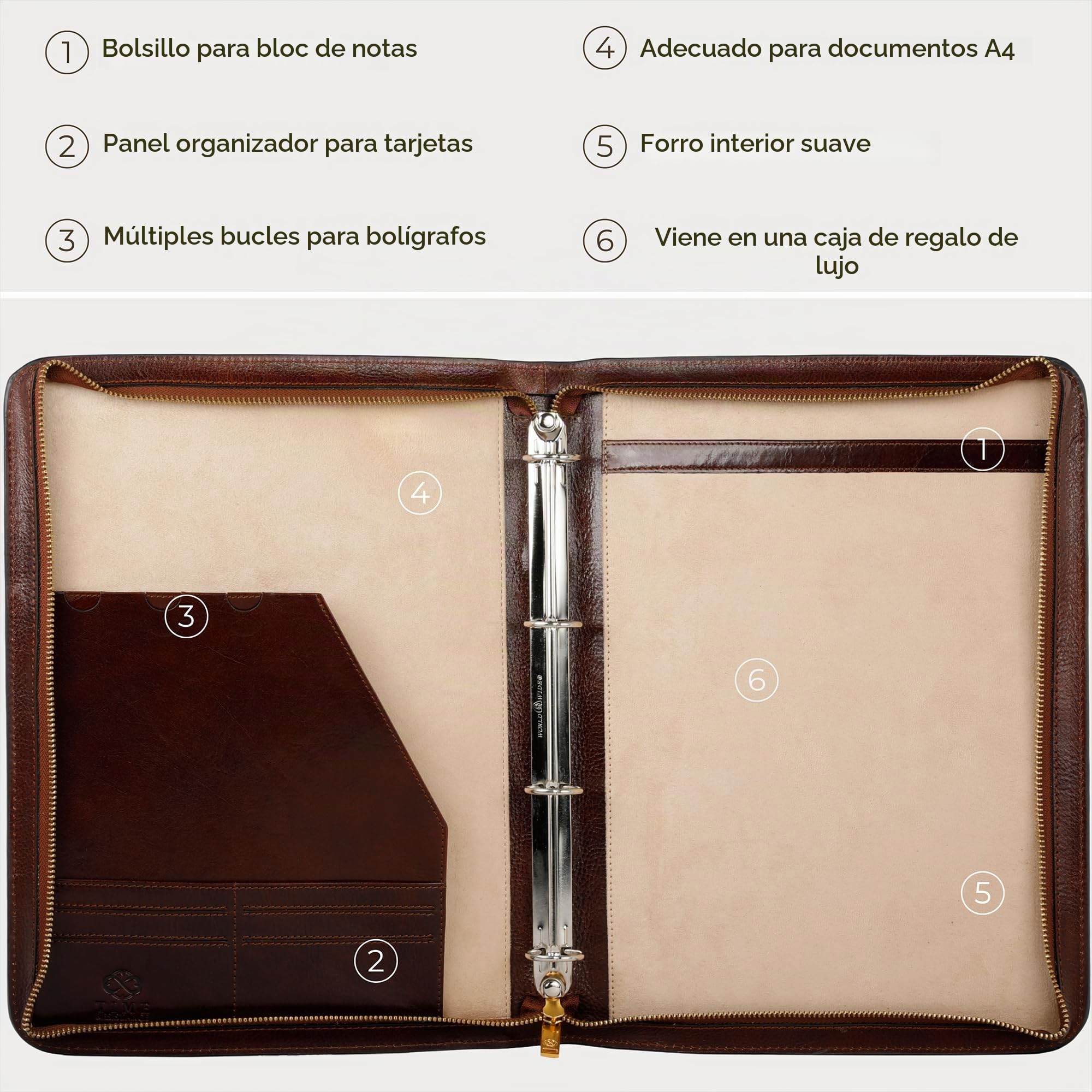 Time Resistance Portadocumentos de Piel – Portadocumentos con Asa de Transporte – Funda Tamaño Tablet