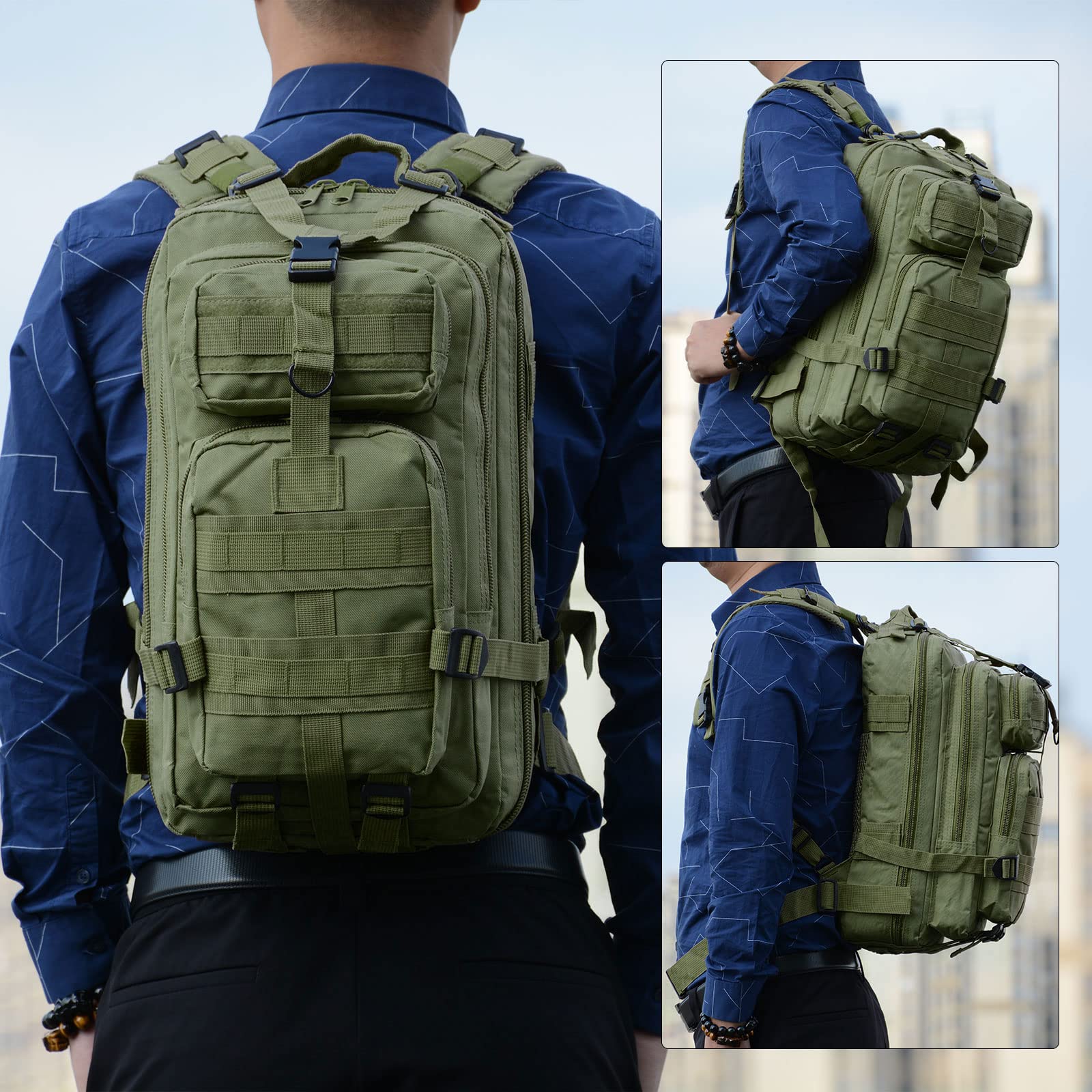 Long Keeper Zaino Tattico Militare - Impermeabile Zaino Trekking Grande 25-30 Litri per Uomo Donna Borsa Militare da Viaggio Escursionismo Alpinismo Crossfit Pesca All'aperto