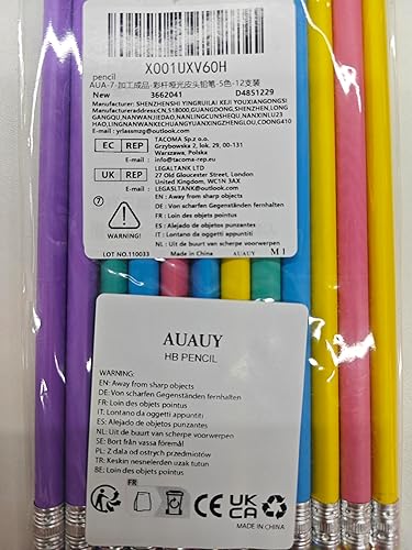 Miniatura 10 de AUAUY Lápices #2 HB, lápices número 2 con borrador, 12 lápices de madera, bonitos lápices de grafito, lápices de regalo para niños, adultos,