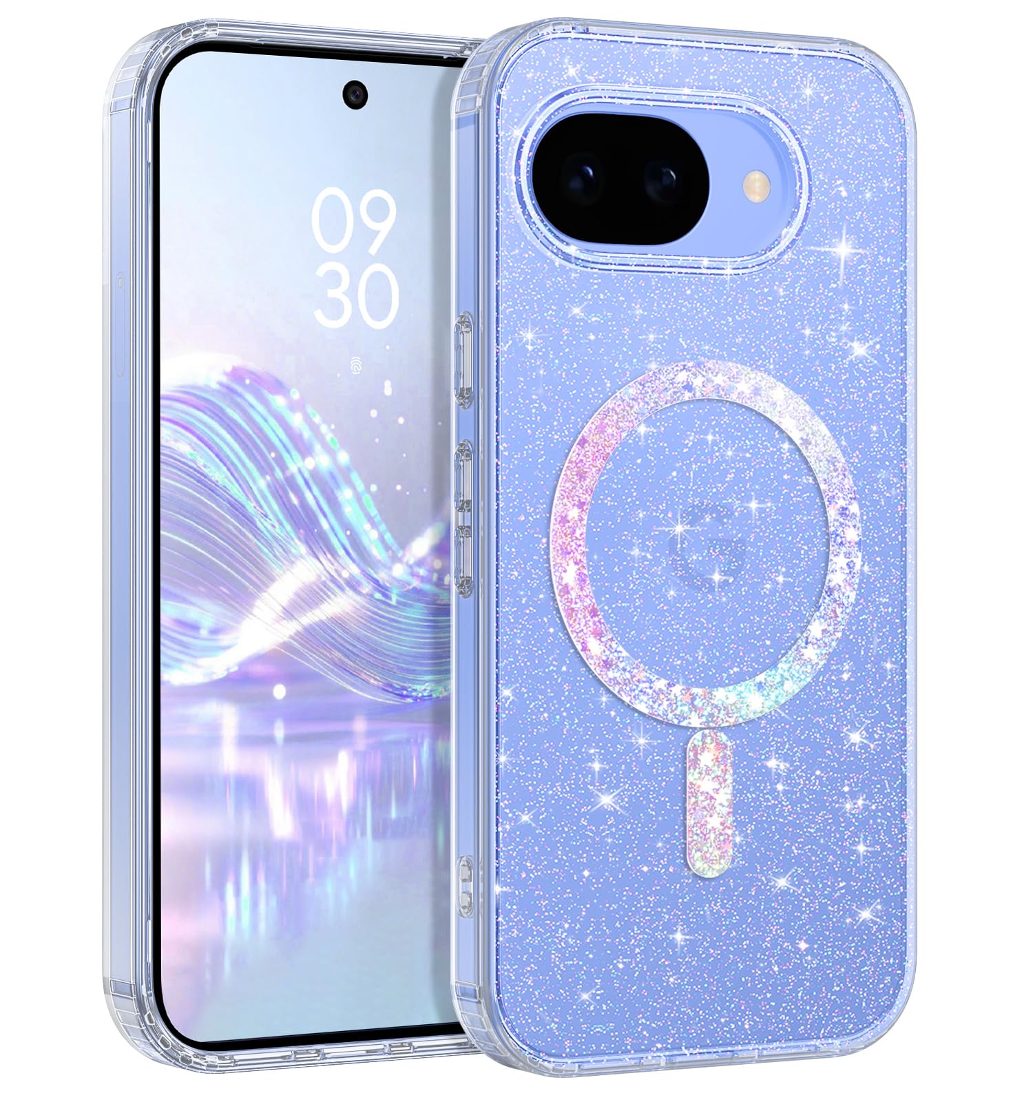 DOMAVER Google Pixel 10A ケース MagSafe対応 ストラップホール付き キラキラ 6.3インチ クリア