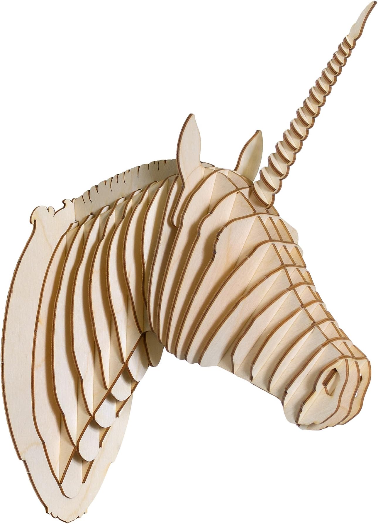 Merlin Wood Unicorn Head, Small, Birch