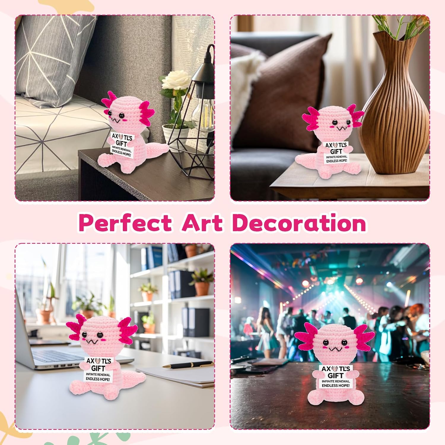 Positive Crochet Axolotll Plush Animals Emotional Crochet Doll Handmade Gifts for Women Friends (Axolotll) - Image 5