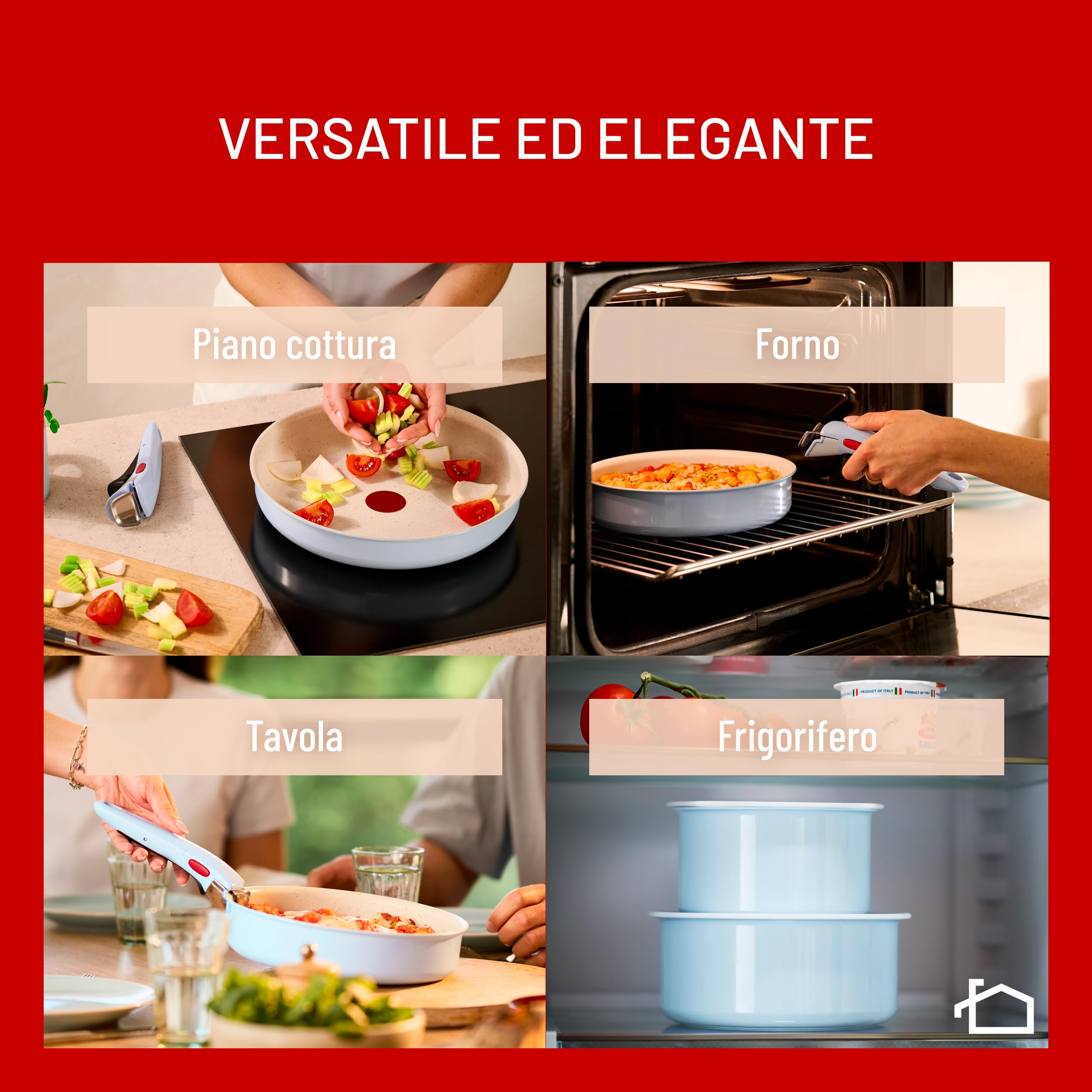 Lagostina Ingenio Pastel, Set di Padelle Antiaderenti 11 Pezzi con Manico Rimovibile, Compatibili con Induzione e Forno, Design Salvaspazio, Colore Brezza