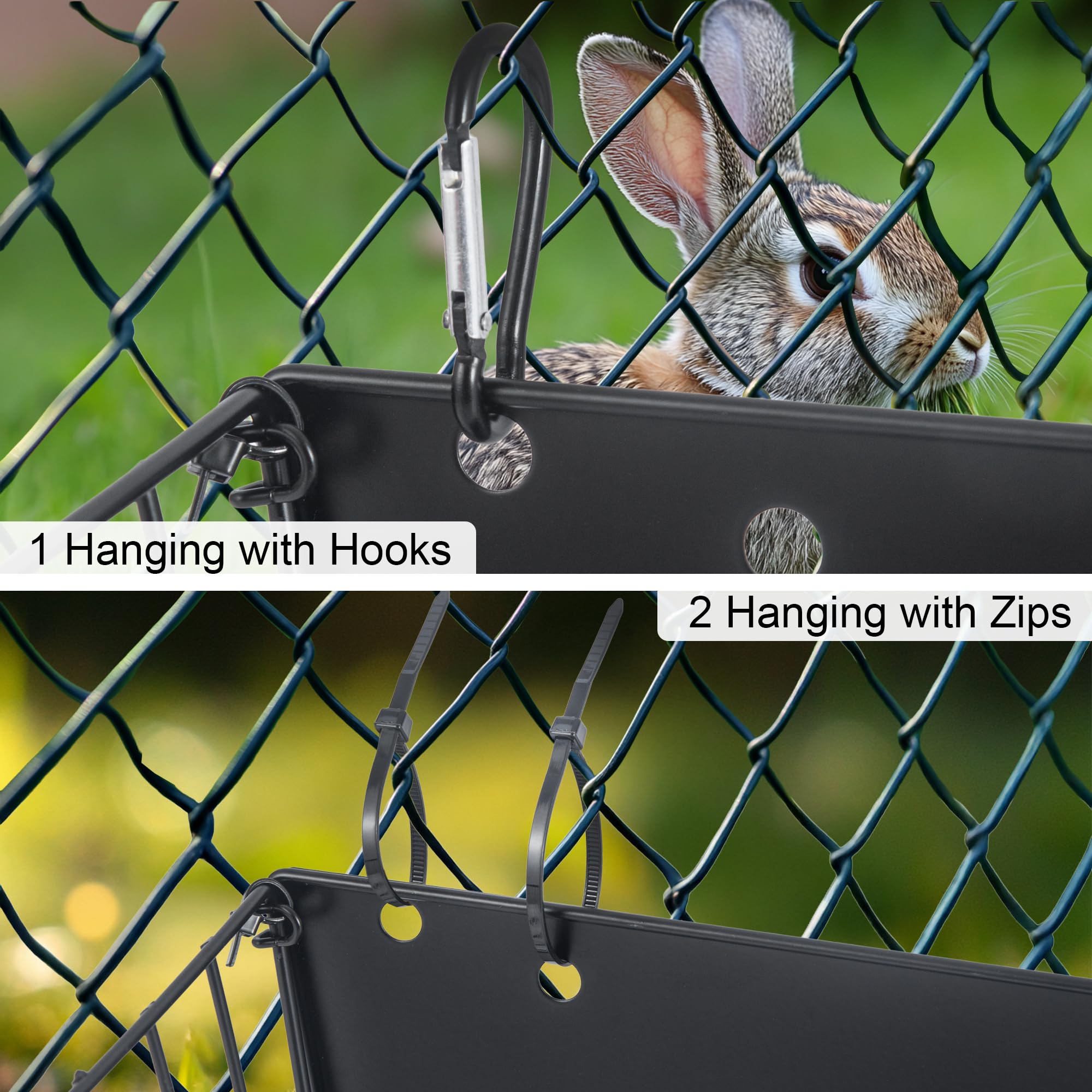 2PCS Rabbit Hay Feeder with Heavy-Duty Metal Frame Guinea Pig Hay Feeder for Rabbits， Bunny, Guinea Pigs, Chinchillas， 9.6x4.5x6.3 inch - image 4
