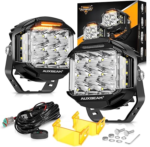 Miniatura 9 de Auxbeam Luces LED redondas+cuadradas de 5 pulgadas para todo terreno