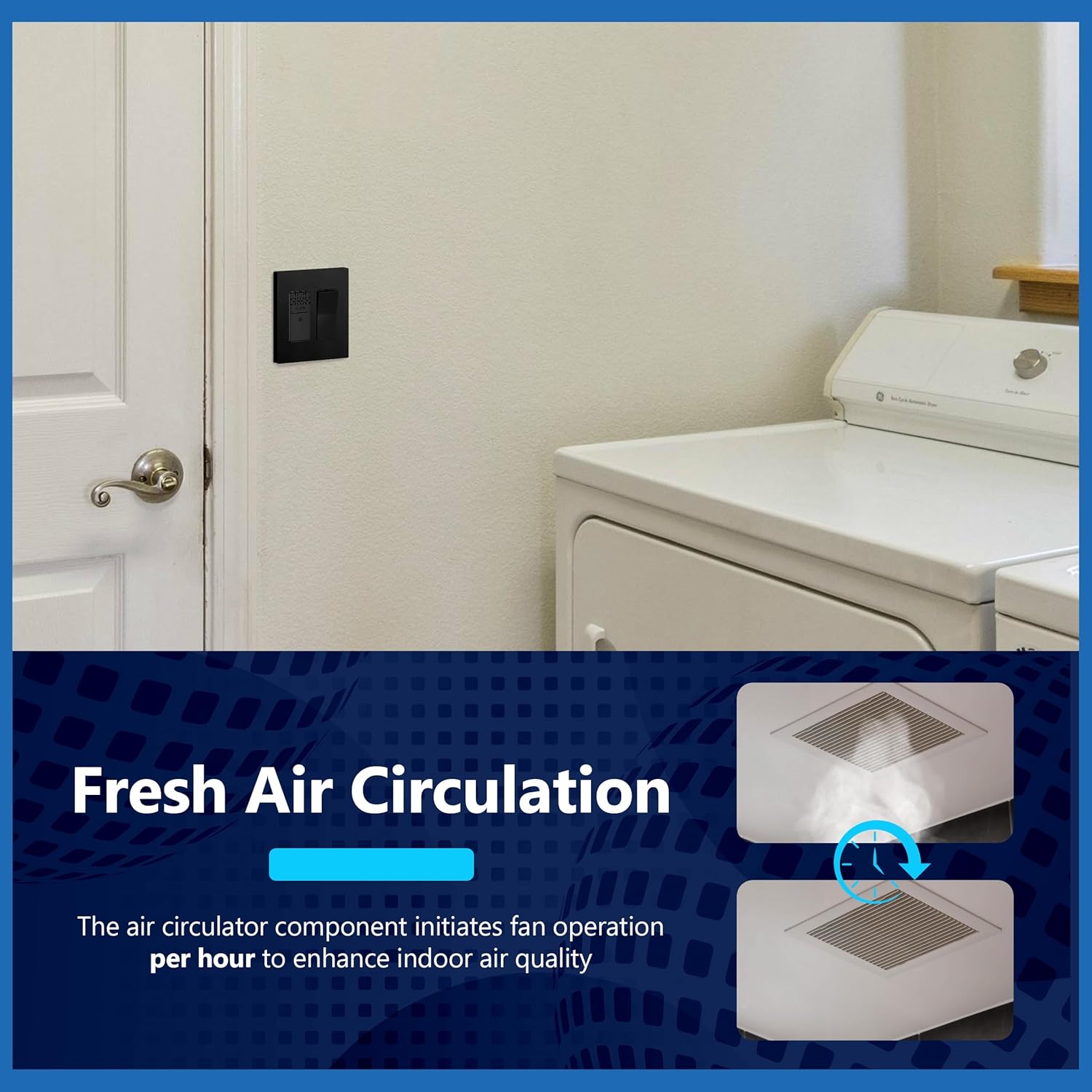 LIDER No Neutral Wire Required Humidity Sensor Switch, Automatic Humidity Detection, Air Circulator, Adjustable Timing, 1-Pole, UL Listed, Black, Wall Plate Included, 2 Pack