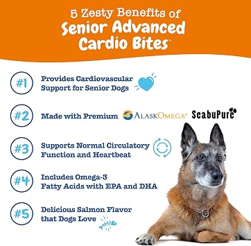 Zesty Paws Senior Dog Heart Supplement - Taurine for Dogs, Salmon, 90 Ct