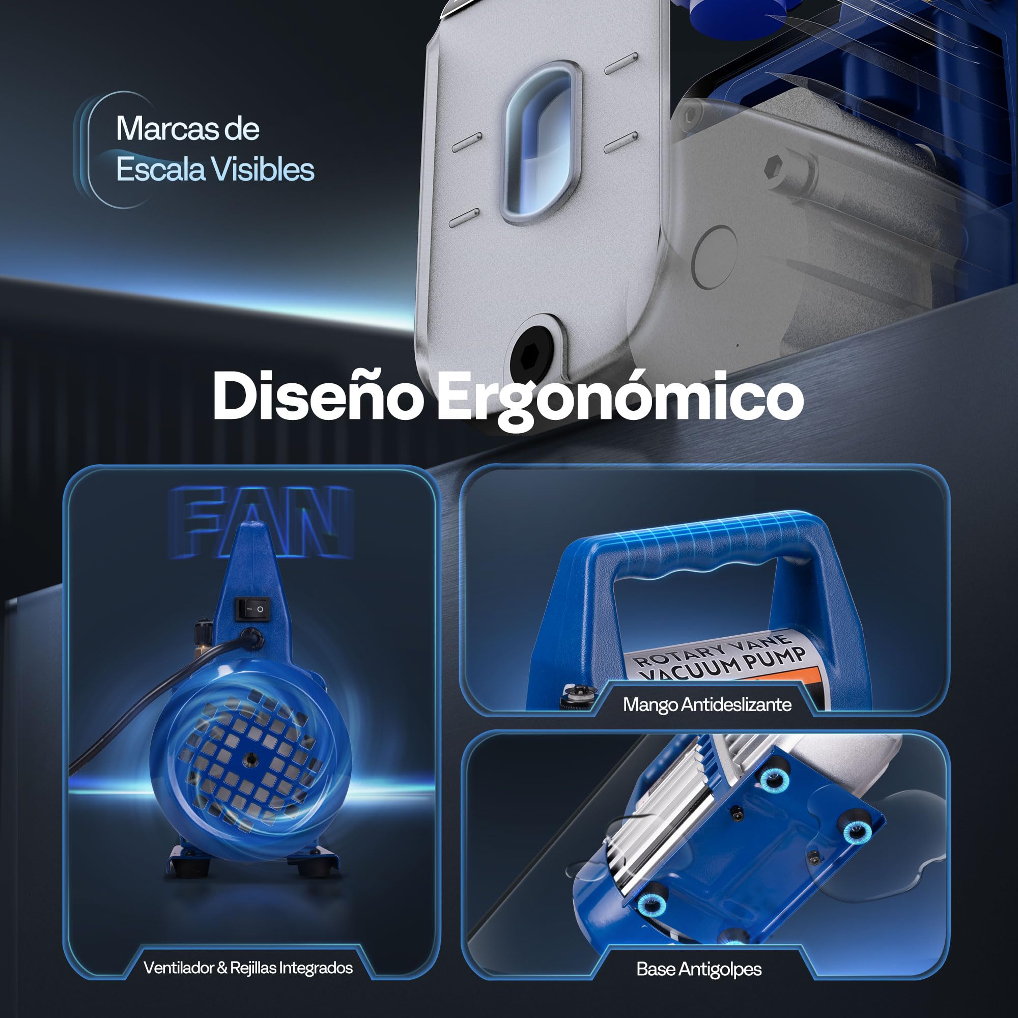 VIVOHOME Kit de Bomba de Vacío 3,5CFM Monofásica con Manómetros para HVAC Automotriz
