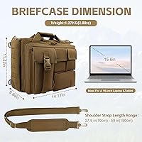 Vista 2 de GES Maletín táctico, 15.6 pulgadas para hombre, maletín militar para hombres, caqui