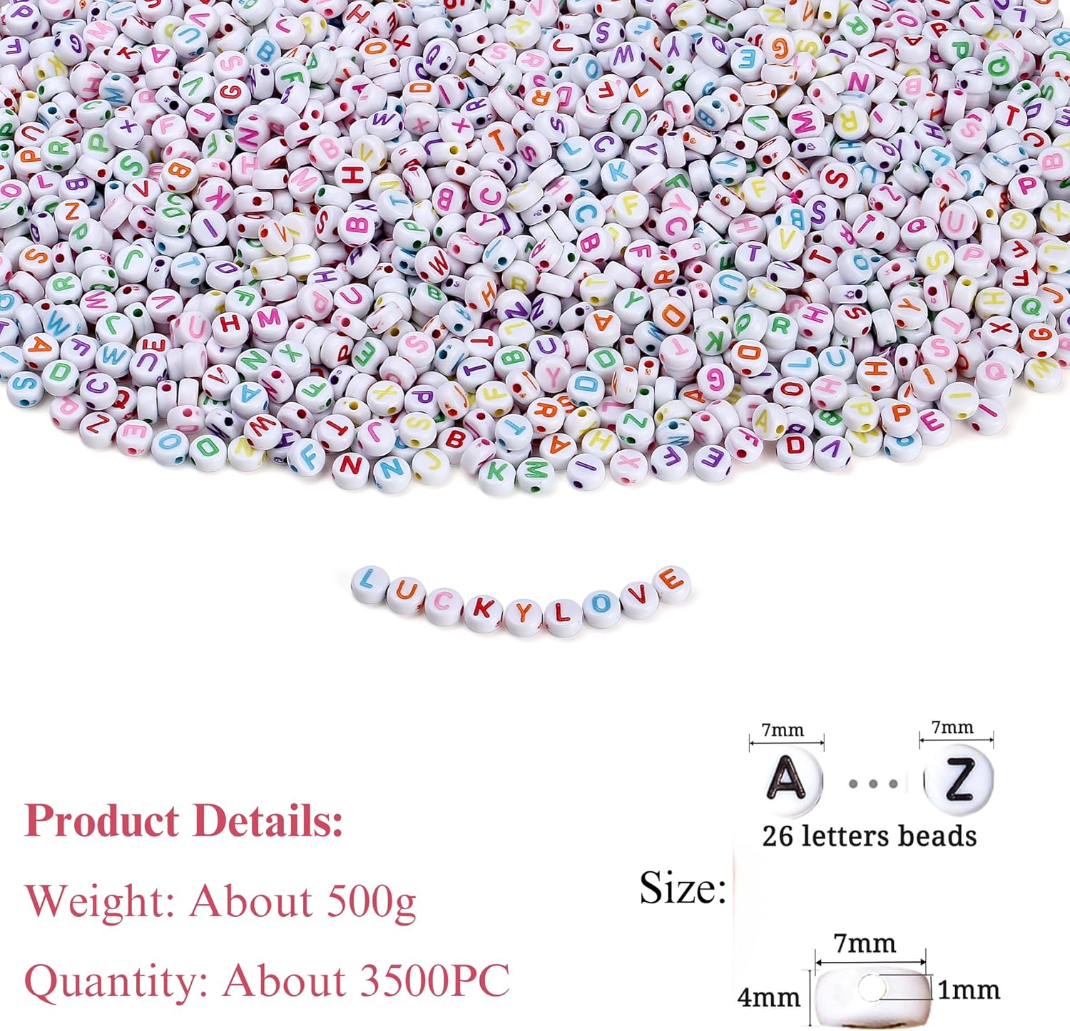 XIANNVXI 3500 Pcs White Letter Beads for Bracelets Colorful Acrylic Beads for Jewelry Making (White & Mix Beads)