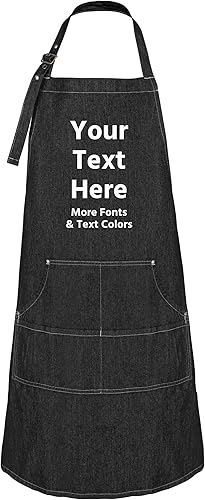 Miniatura 15 de Delantal de mezclilla personalizado: delantales de mezclilla hechos a medida para mujeres y hombres Índigo (Indigo Denim),Negro denin,Mezclilla