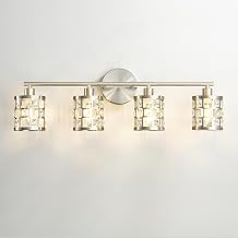 Reaketon Crystal Bathroom Vanity Light 4 Light Modern Crystal Bathroom Lights Fixtures Over Mirror,Vanity Light for Bathroom Wall Lights Fixtures