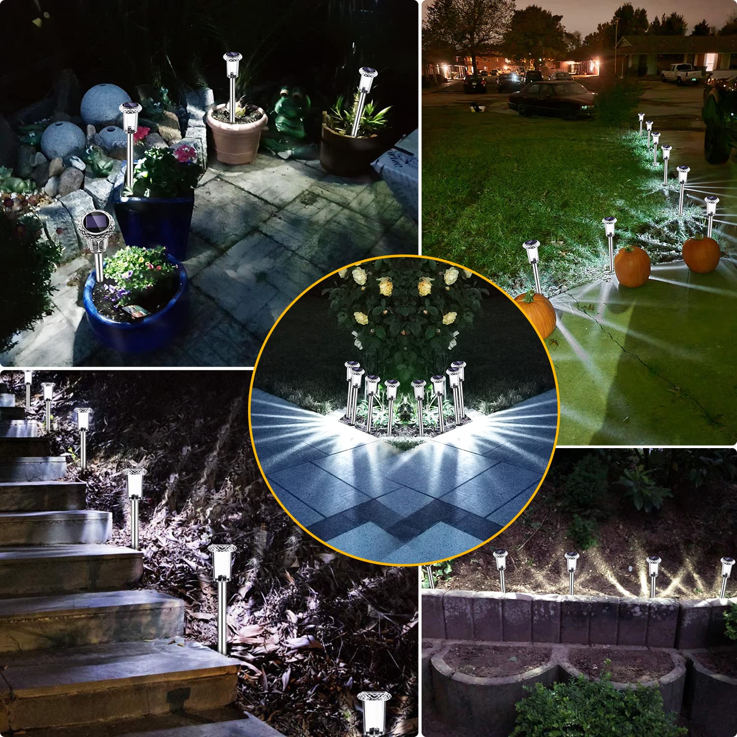 Solar do samochodu, na zewnątrz, zimna, biała, wodoodporna, IP65, bezprzewodowa, do ogrodu, balkonu, ścieżki, drzew, trawnika, krzewów, zestaw 6 lamp