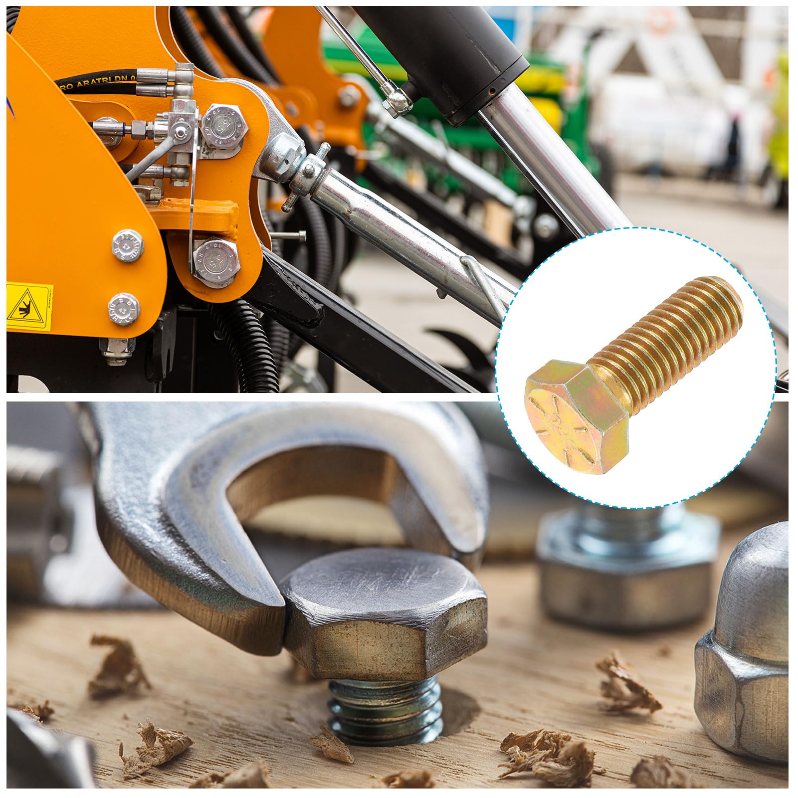 METALLIXITY Hex Bolts (9/16-12 x 1-1/2") 5Pcs, 8 Grade Carbon Steel Zinc Plated, UNC Coarse Thread, External Hex Drive - Image 4