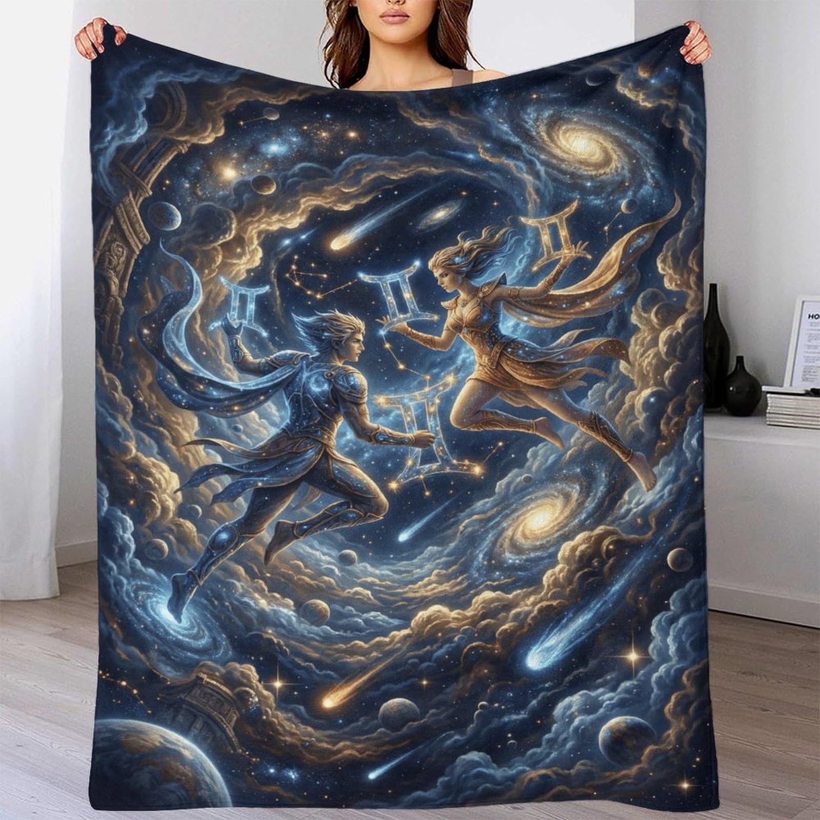 W7C8U2X3 Gemini Zodiac for for Flannel Throw Blanket, Reading Couch Use