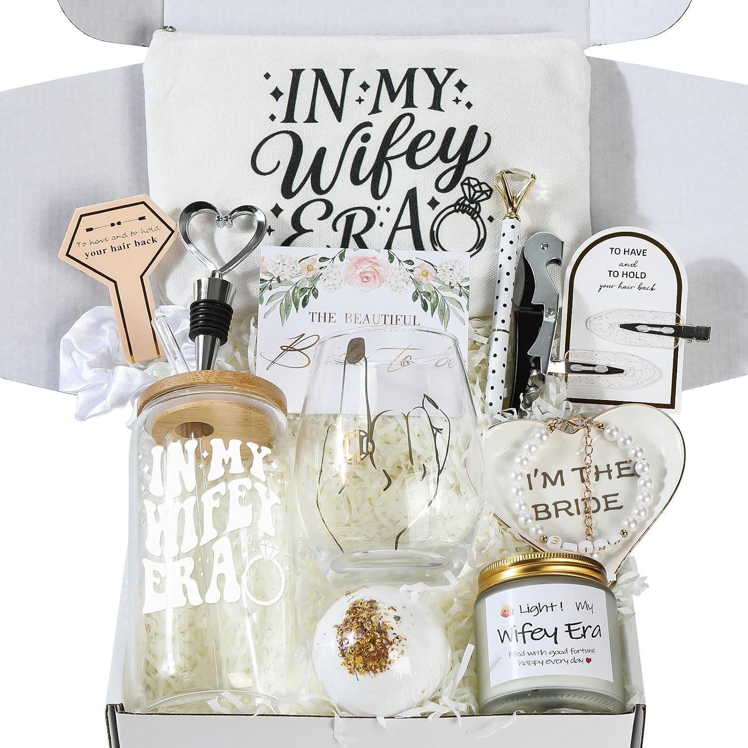 Bridal Shower Gifts for Bride To Be Gift Box – Unique Bachelorette Party Present – Popular Engagement Wedding Presents Set for Women – Her Wifey Future Mrs Just Married