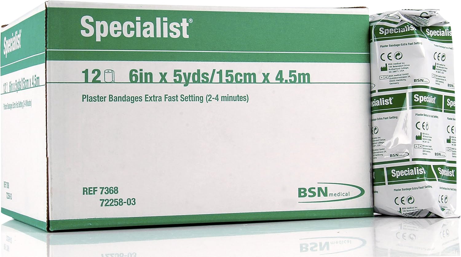 BSN 7368 6 in. x 5 yard Extra-Fast-Setting Green Label Specialist Plaster Bandages, 12 per Box
