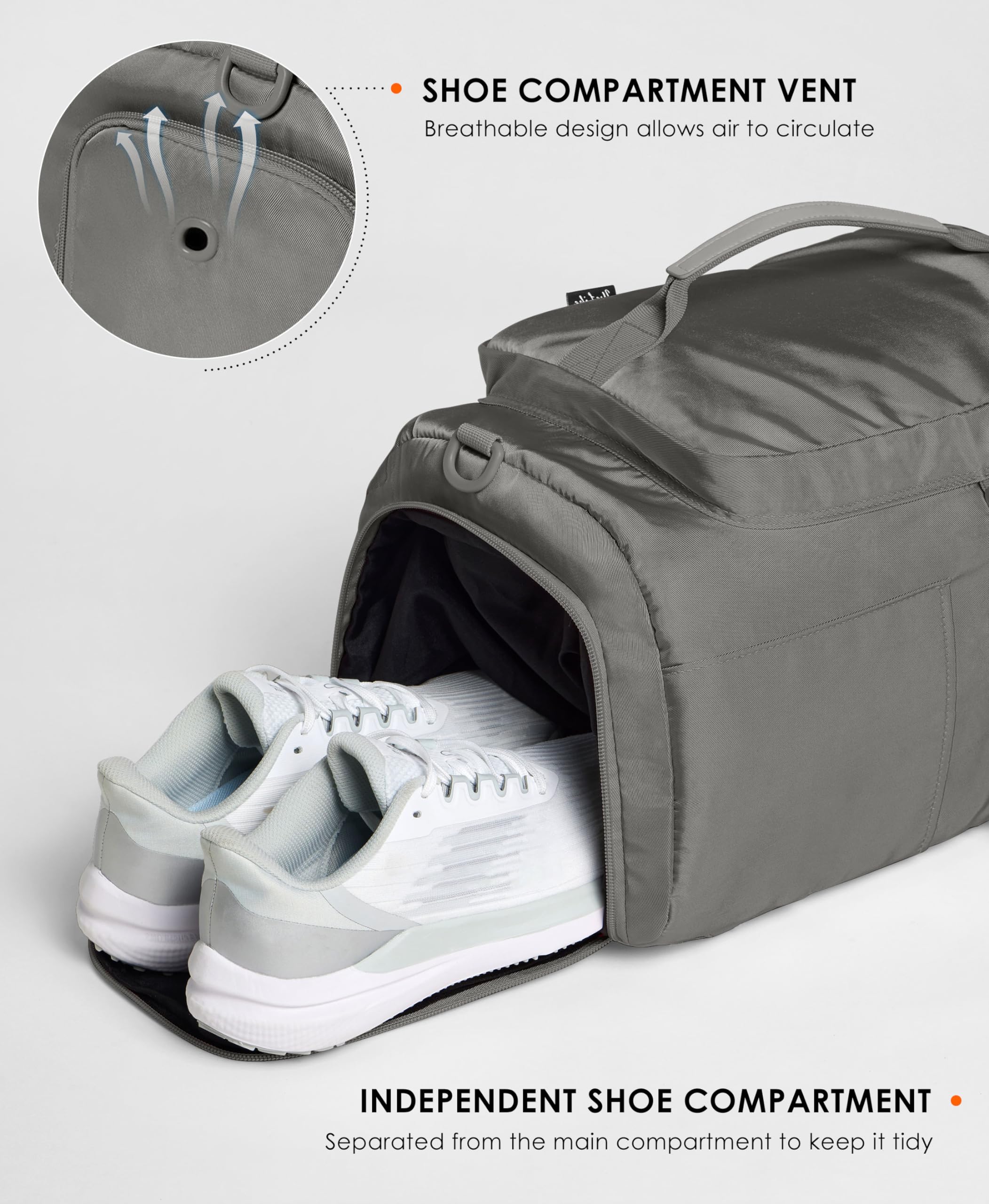 Torba gimnastyczna dla kobiet plecak treningowy na siłownię z przegrodą na buty sportowa torba sportowa z wieloma kieszeniami 30 l, ciemnoszary