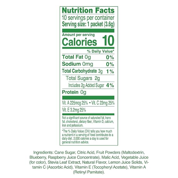 True Lemon Kids Blue Raspberry - Hydration for Kids - No Preservatives, No Artificial Flavors, No Artificial Sweeteners - Low Sugar Water Flavoring - Drink Mix for Kids - Kids Juice Powdered Drink Mix 10 count(pack of 2)