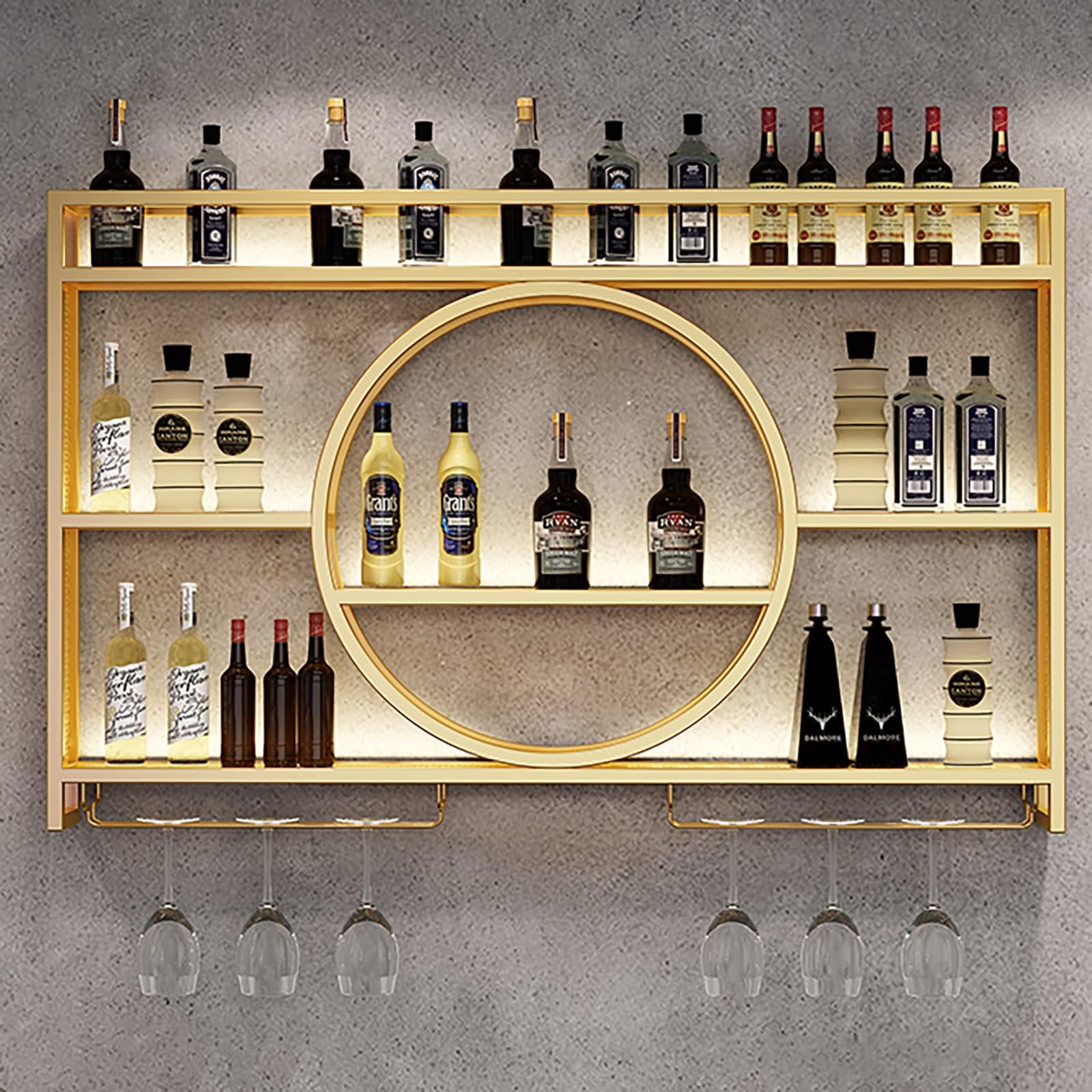 壁掛けアイアンワインラック,酒棚 ディスプレイ ワイングラスホルダー