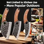 Ensemble de couteaux de cuisine de 3 pièces – Couteau de chef serbe, couteau de boucher, couteau à désosser, ensemble de 3 couteaux forgés à la main en acier à haute teneur en carbone avec poignées ergonomiques pour la cuisine en extérieur, cadeaux d'anniversaire pour hommes