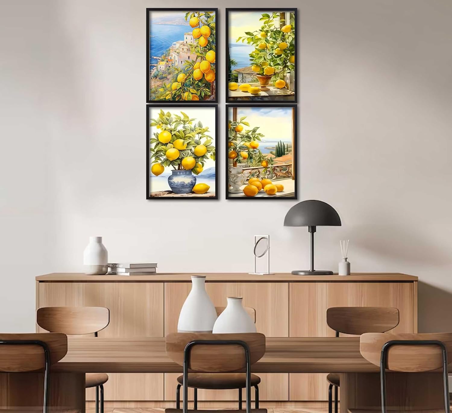 Paint by Number Kit for Adults 12x16inch Lemon Tree Scenery, 4 Pack DIY Painting by Numbers Unframed, Acrylic Paint Art Set for Living Room Bbedroom Home Gifts Decor