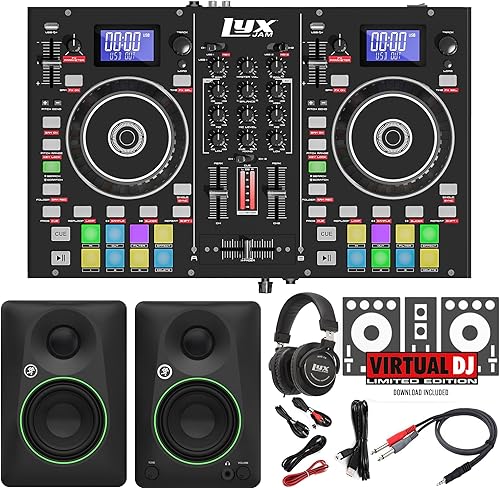 Controlador de DJ portátil de 2 cubiertas, consola de mezcla con pantalla LCD  Bucle manual, USB, 16 almohadillas de rendimiento con software