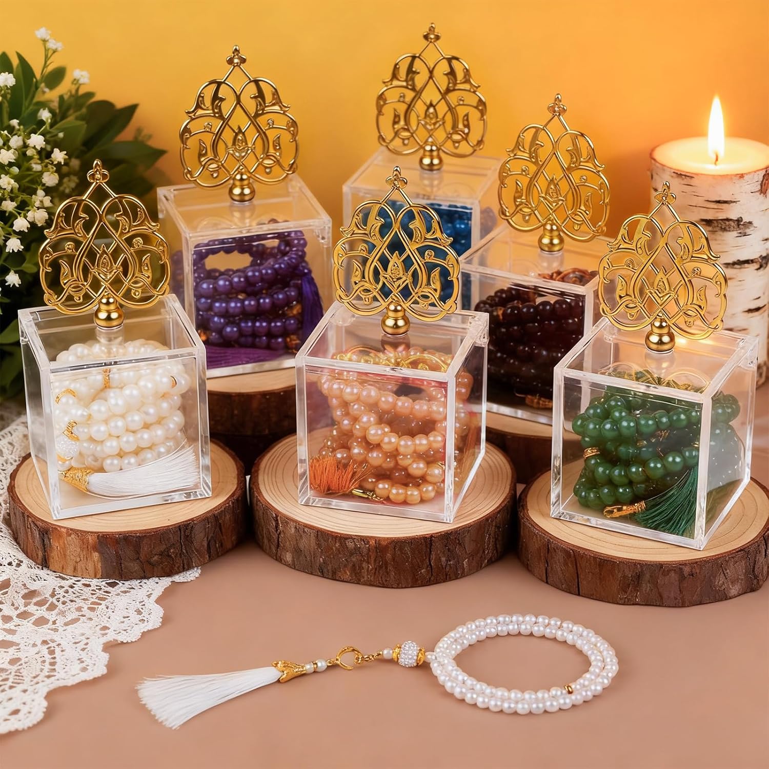 EUBUY 16 Sets Islamic Prayer Beads Bulk Ramadan Eid Al Adha Gifts 99 Beads Muslim Festival Rosary Islamic Eid Al Adha Party Gifts for Ramadan Wedding Muslim Festival Birthday