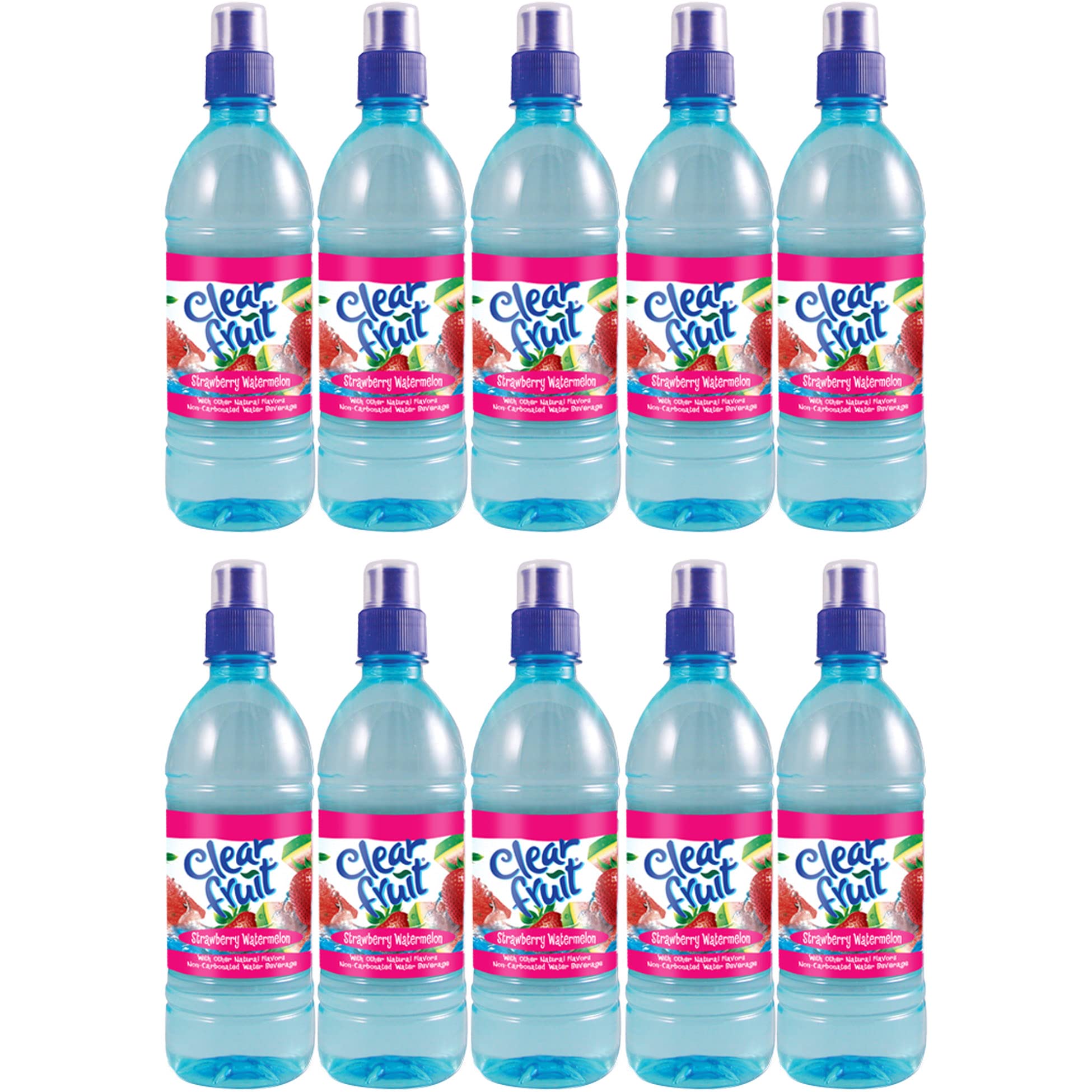 BeeQ Box - (Pack of 10) Clear Fruit Strawberry Watermelon Flavored Water 16.9oz Bottles
