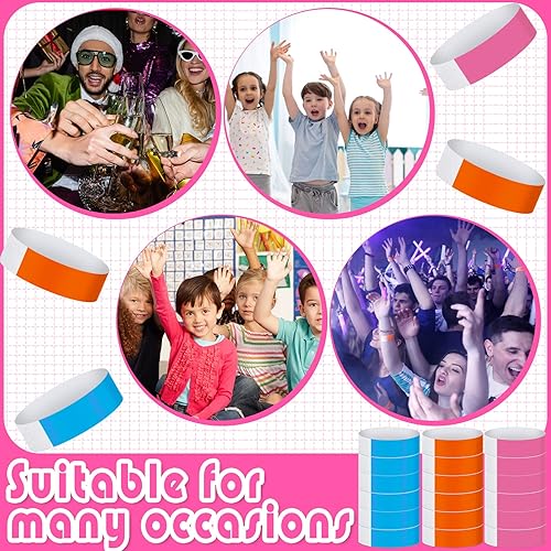 Miniatura 4 de Tudomro 300 pulseras de papel para eventos, impermeables, de neón, pulseras de identificación de conciertos, bandas de mano, pulseras adhesivas para