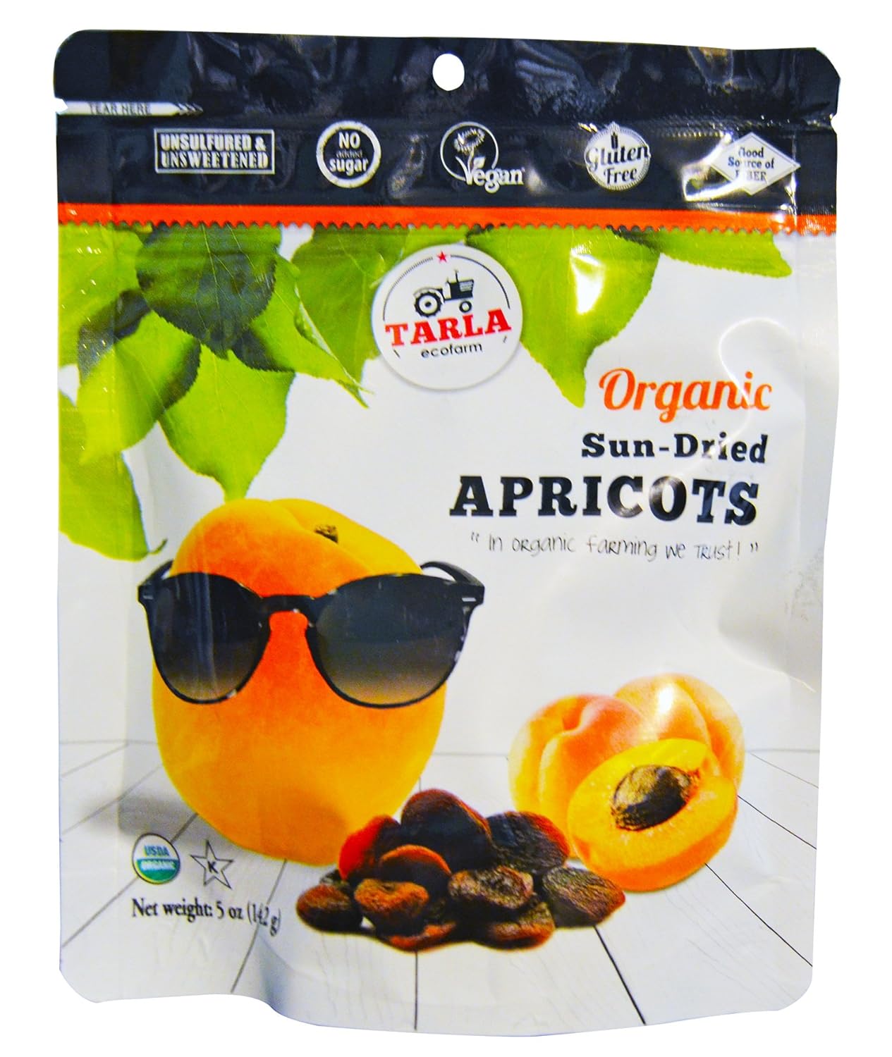 Organic Sun Dried Apricots! 2 5oz Pouches! Gluten Free