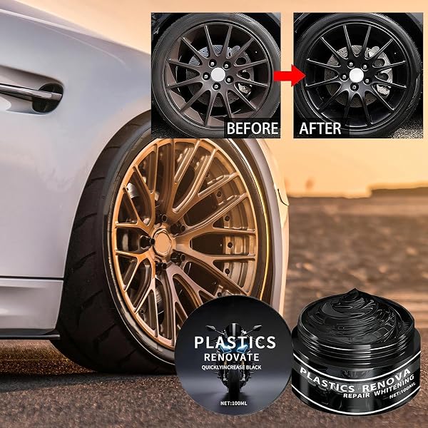 Pasta Restauratrice Per Plastiche Nere Auto, 100ml Pasta Riparazione Graffis Auto, Ravvivante Plastiche Esterne Autos Per Paraurti Sedili E Interni Effetto Lucido E Protettivo Facile Applicazione - 2