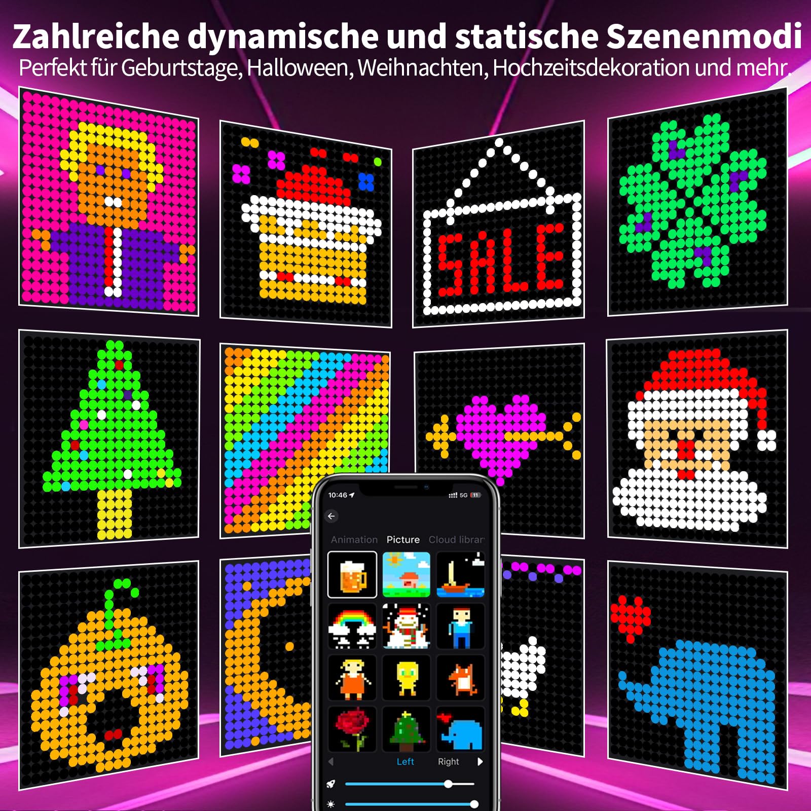 YOOHBERRYS Lichtervorhang, Smart LED Vorhang DIY Lichterketten Vorhang Mit Fernbedienung/APP, USB, Stecker, Dynamisch 400LEDs Lichtvorhang, Curtain Lights für Party Weihnachten Innen AußEn (2 x 2M)