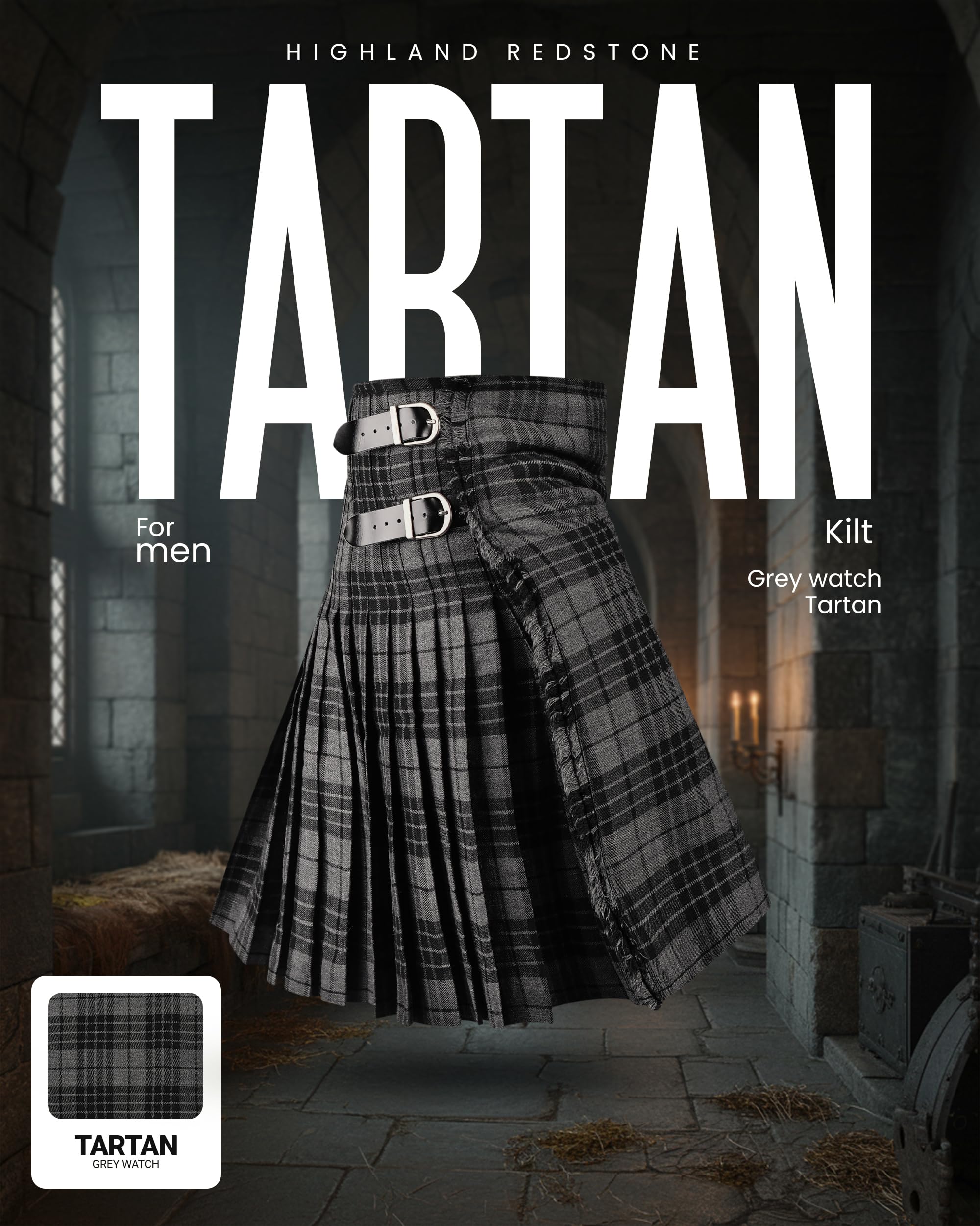 Kilt écossais Traditionnel pour Homme - 4,5 m - 473 g - Kilt en Laine Acrylique de qualité supérieure