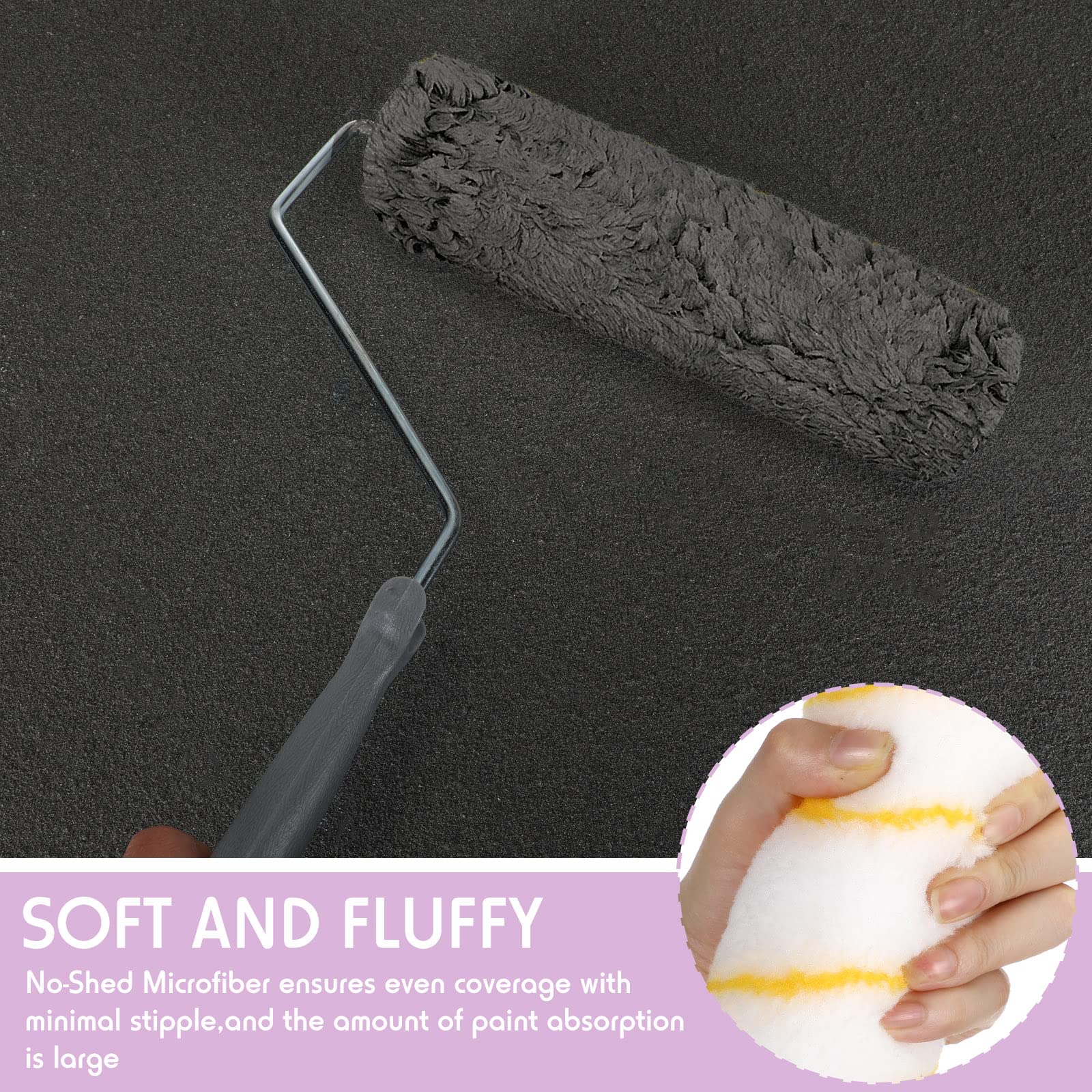 Pinkunn 48 Pcs Paint Roller Covers 9" x 1/2" Nap, High Capacity