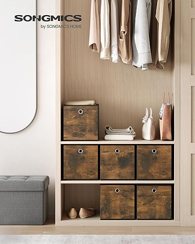 Miniatura 2 de SONGMICS Cubitos de almacenamiento, juego de 6 contenedores de almacenamiento con asas, cajas de almacenamiento plegables de tela Oxford y tela no