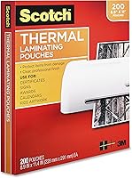 Scotch Thermal Laminating Pouches, 200-Pack, 8.9 x 11.4 Inches, Letter Size Sheets, Clear, 3-Mil (TP3854-200)