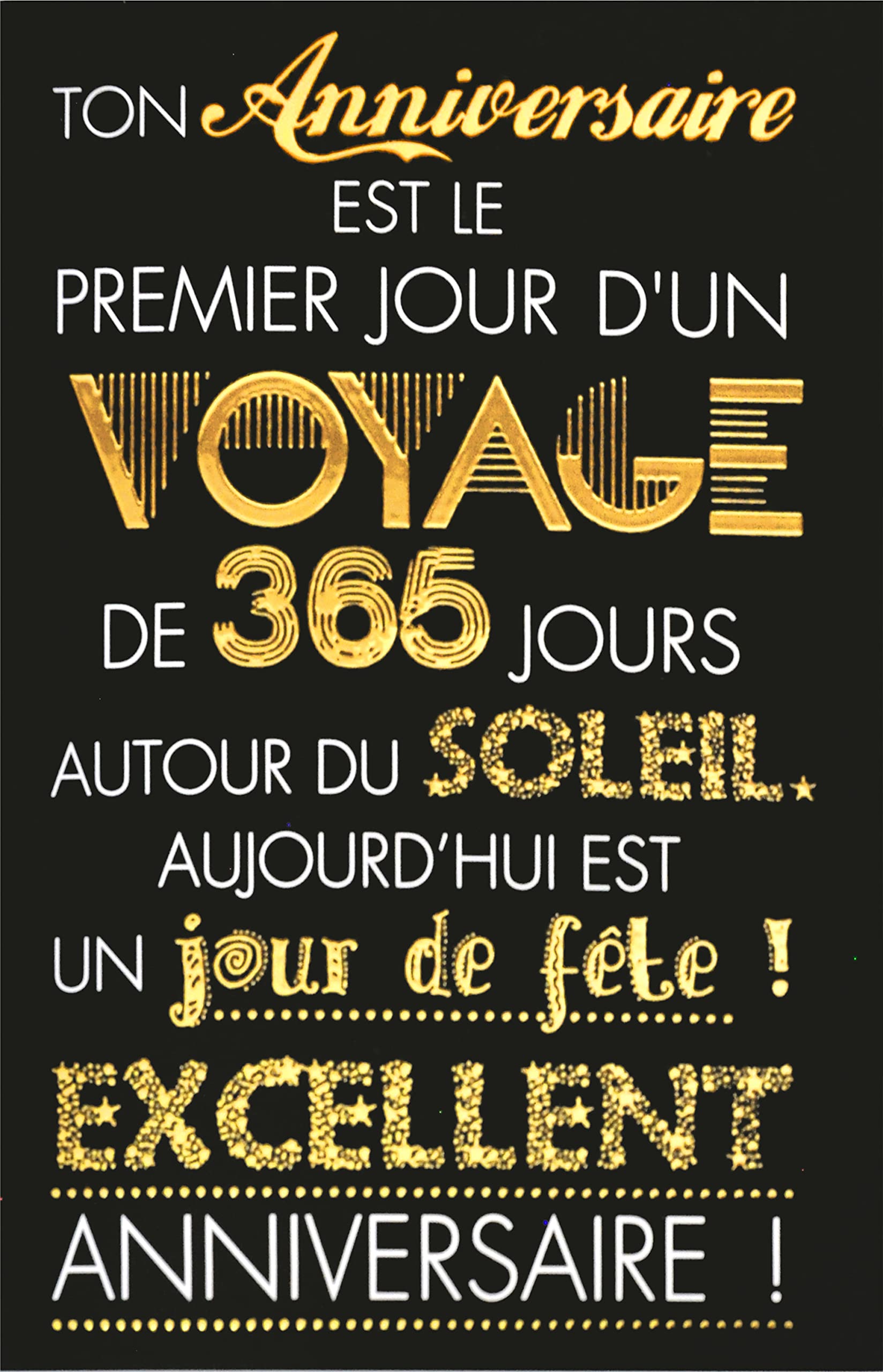 Image secondaire de Afie Carte Double Anniversaire - Texte Voyage avec Dorure - Format 12 x 17,5 cm - Meilleurs Vœux - Enveloppe Blanche - Message O