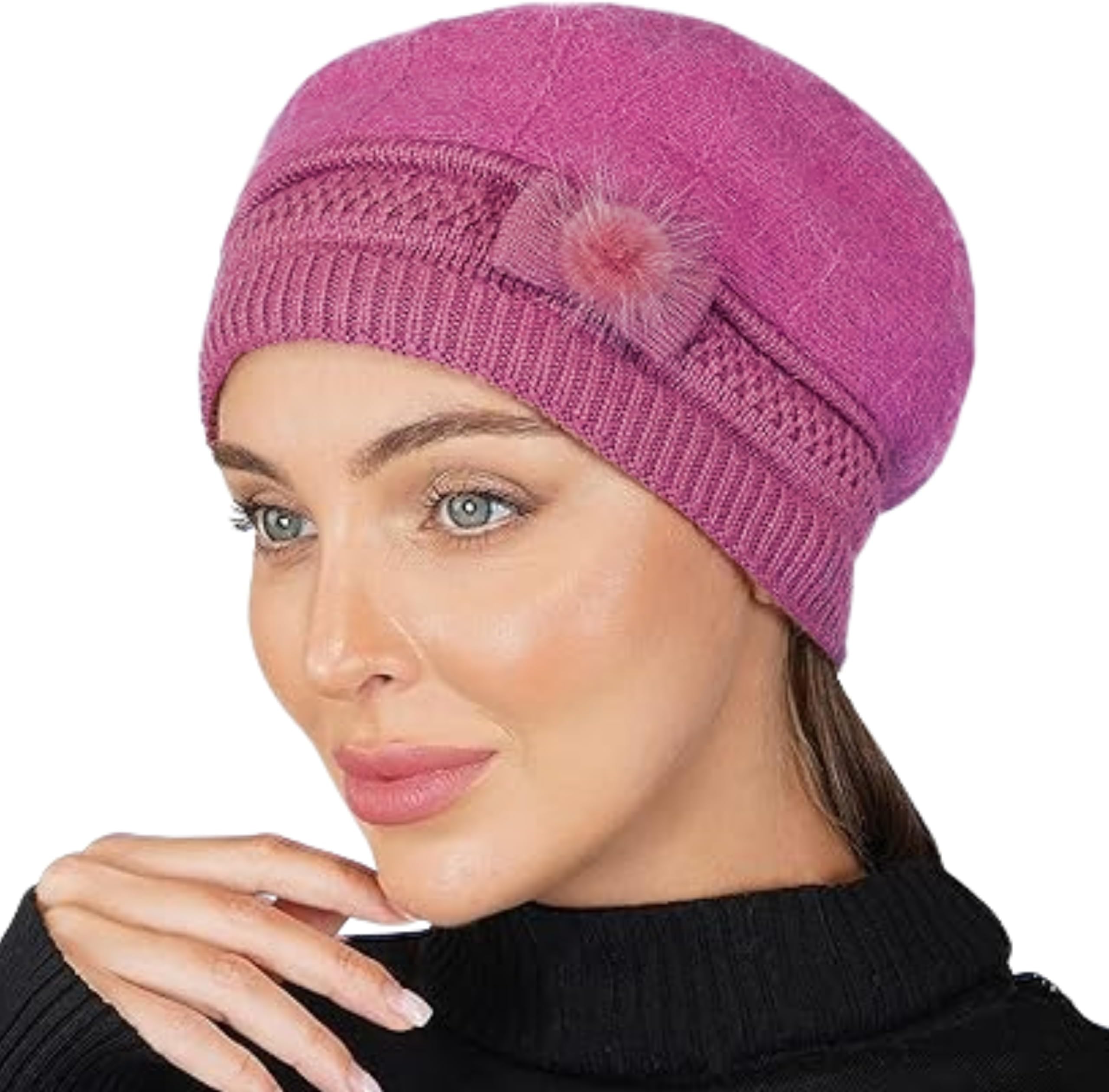 Tomorrow Winter Beanie Cap for Women, Winter Visor Hat, Beret Cap for Women, Warm Beanie hat, Knit Beanie Cabbie Stylish, Winter Visor Cap, Faux Fur Warm Skullcap