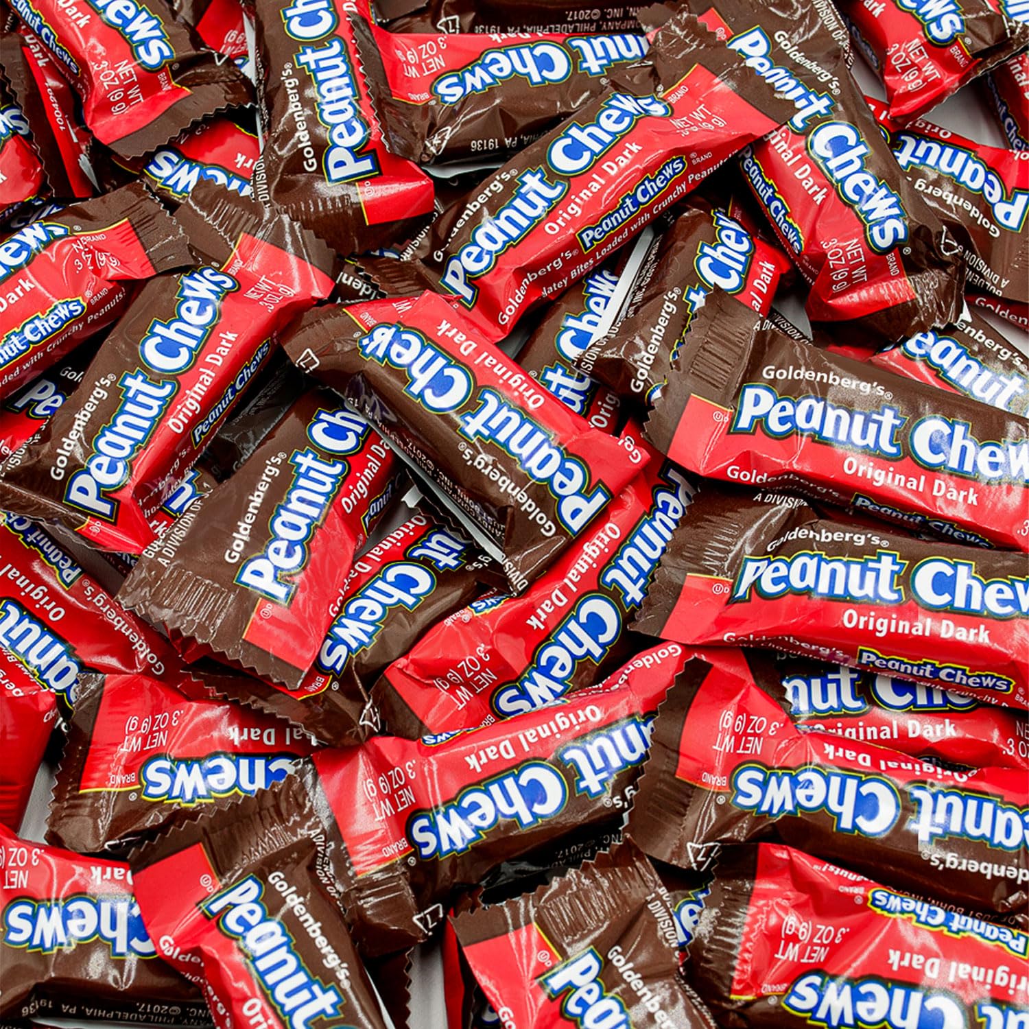 PEANUT CHEWS ORIGINAL DARK Candy Bars 1 lb – Bulk Bag, Peanut & Chocolate Flavor, Bite Size Candies, Individually Wrapped (46 Pieces)