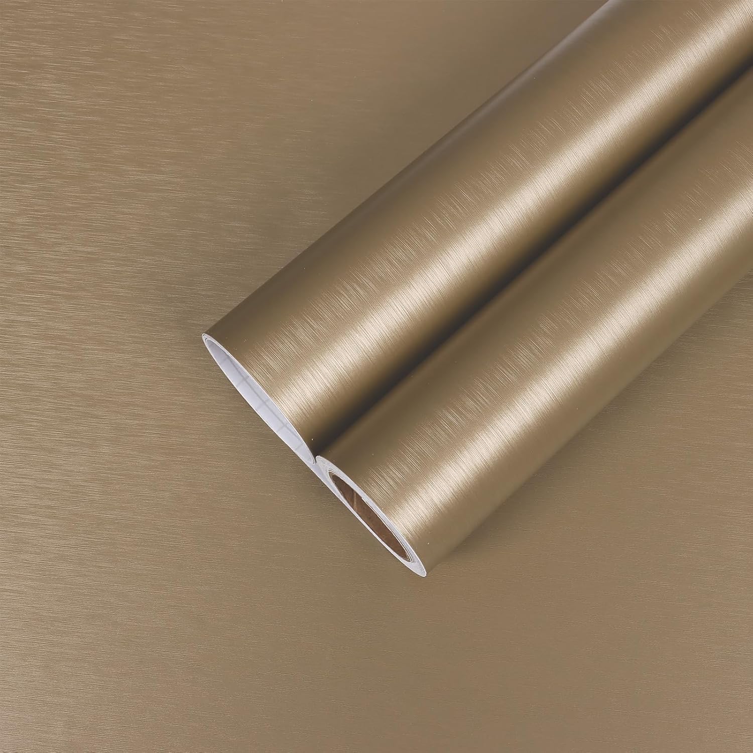 CHIHUT Brushed Stainless Steel Contact Paper Peel and Stick Countertop Contact Paper Metallic Champagne Gold Wallpaper Self Adhesive Waterproof Stainless Steel Vinyl Wrap for Appliances 12”x100”
