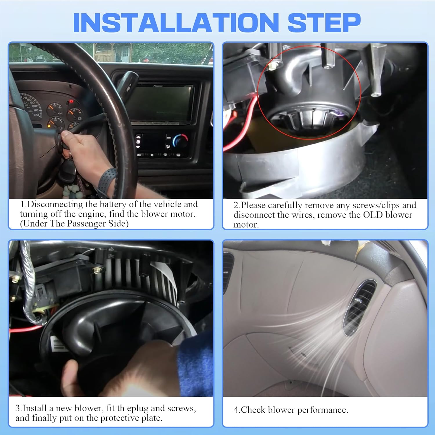Blower Motor PM2728 Compatible with 1999-2008 Chevy Avalanche Silverado Suburban Tahoe Front AC Heater Moto with Fan for GMC Sierra Yukon/Escalade HVAC Blower Motor Replace#89018283 89018758