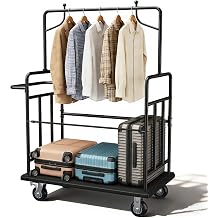 Luggage Cart,Heavy-Duty Steel Luggage Trolley with 360Silent Wheels,1100LBS Load Hand Truck,Anti-Collision Strip for Hotel Bellman,Airport & Resort Use,Smooth-Rolling Platform Dolly