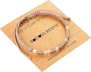 Btysun Morse Code Bracelets for Women Christmas Gift Stocking Stuffers for Teens Pink Braided Bracelets Inspirational Best Friend Birthday Gifts for Her High School Graduation Gifts for Her 2025 Mom Bracelet Jewelry