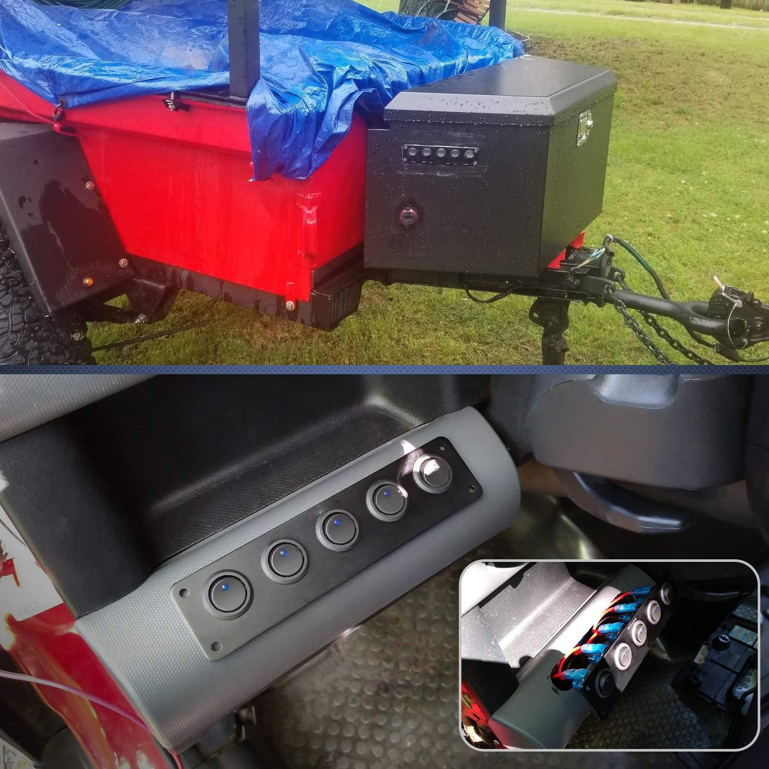 Panneau De Commutation 3 Gangs LED Rouge 12-24V RUNCCI-YUN – Interrupteurs à Bascule Pour Voiture, Camion, Bateau