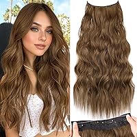 Vista 74 de KooKaStyle - Extensiones de cabello con hilo invisible, diadema transparente, ajustables, 4 clips fijadores, cabello largo y ondulado de 12