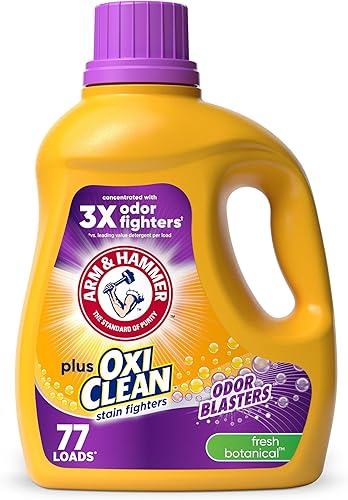 ARM & HAMMER Plus OxiClean Odor Blasters Fresh Botanical, detergente líquido para ropa con aroma botánico fresco, 77 cargas, 100.5 onzas líquidas