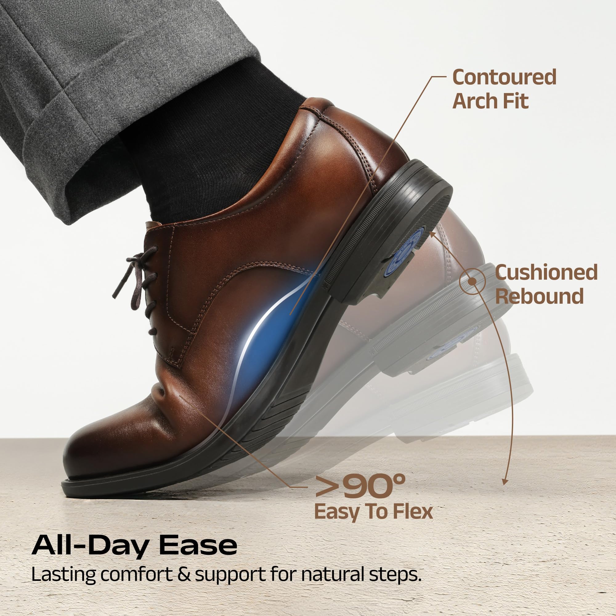 Bruno Marc Zapatos de vestir clásicos de cuero para hombre, cómodos, Oxfords para negocios, formales, con cordones — view 5
