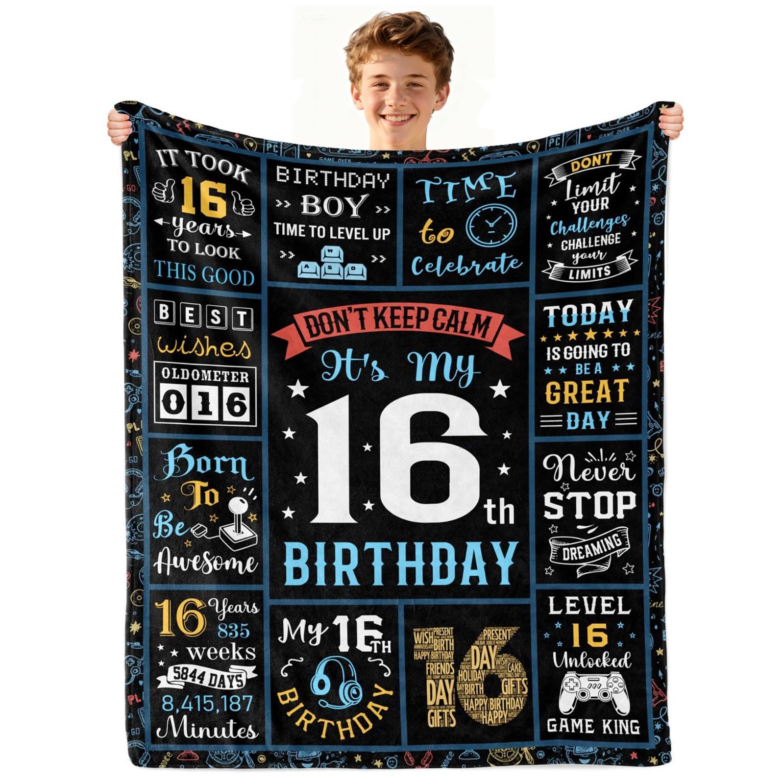 twirush Birthday Gifts for Boys, Son Gifts from Mum Dad 150x130cm, 16th Birthday Gifts, Gaming Blanket for Boys, Teenages and Sons